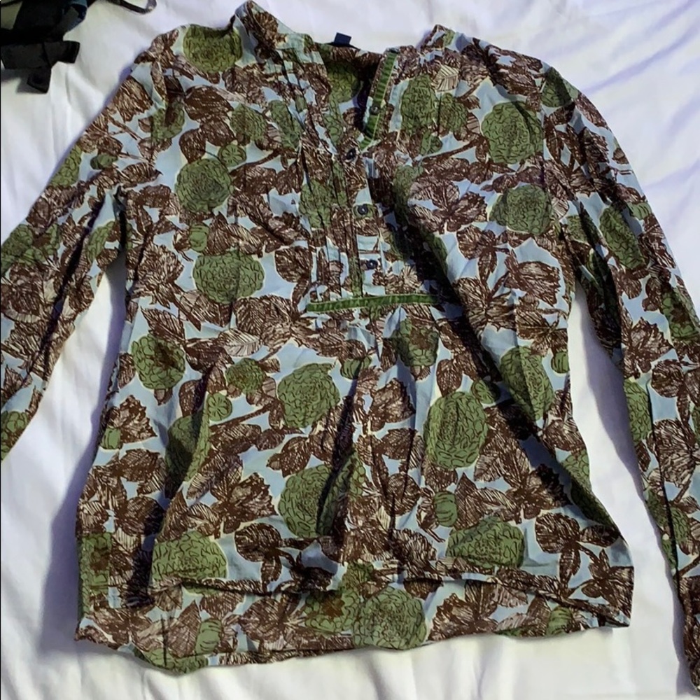 Patterned Long Sleeve Button Blouse